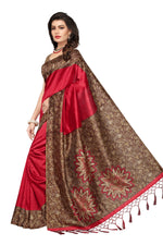 Mysore Silk Red Color Plain Saree In Heavy Pallu With Blouse