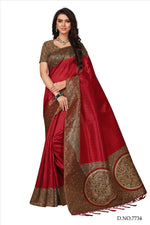 Mysore Silk Red Color Plain Saree In Heavy Pallu With Blouse
