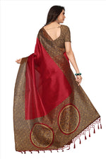 Mysore Silk Red Color Plain Saree In Heavy Pallu With Blouse