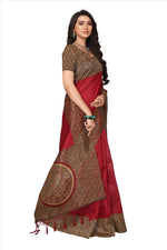 Mysore Silk Red Color Plain Saree In Heavy Pallu With Blouse