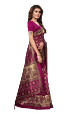 Mysore Silk Purple Color Printed Saree In Heavy Pallu With Blouse
