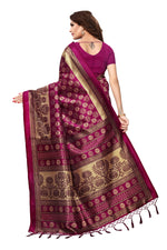 Mysore Silk Purple Color Printed Saree In Heavy Pallu With Blouse