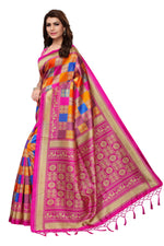 Mysore Silk Pink Color In Heavy Border Multi Check Print Saree With Blouse