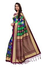 Mysore Silk Coffee Color In Heavy Border Multi Check Print Saree With Blouse