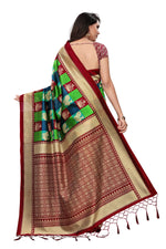 Mysore Silk Brown Color In Heavy Border Multi Check Print Saree With Blouse