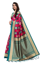 Mysore Silk Pink Color In Heavy Border Multi Check Print Saree With Blouse