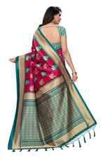Mysore Silk Pink Color In Heavy Border Multi Check Print Saree With Blouse
