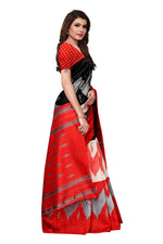 Mysore Silk BlackRed Color Printed Saree With Blouse