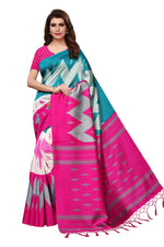 Mysore Silk SkyBluePink Color Printed Saree With Blouse