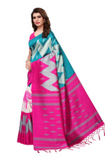 Mysore Silk SkyBluePink Color Printed Saree With Blouse