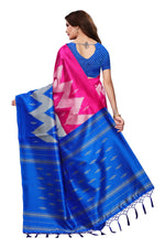 Mysore Silk PinkBlue Color Printed Saree With Blouse