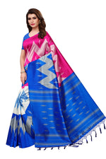 Mysore Silk PinkBlue Color Printed Saree With Blouse