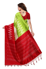 Mysore Silk GreenRed Color Printed Saree With Blouse