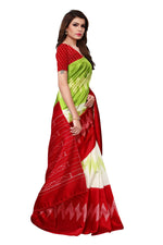 Mysore Silk GreenRed Color Printed Saree With Blouse