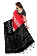 Mysore Silk Red And Black Color Printed Saree With Blouse