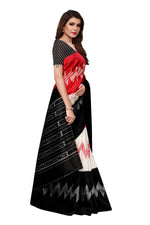 Mysore Silk Red And Black Color Printed Saree With Blouse