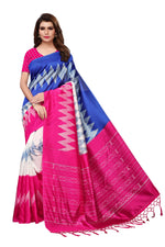 Mysore Silk Blue And Pink Color Printed Saree With Blouse