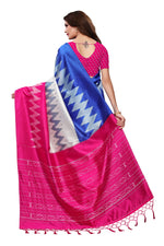 Mysore Silk Blue And Pink Color Printed Saree With Blouse