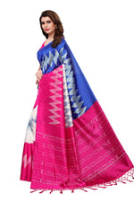 Mysore Silk Blue And Pink Color Printed Saree With Blouse
