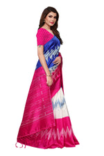 Mysore Silk Blue And Pink Color Printed Saree With Blouse