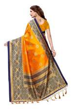 Mysore Silk Yellow Color Printed Saree In Heavy Pallu With Blouse