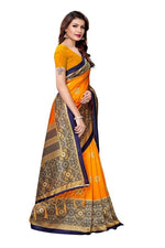 Mysore Silk Yellow Color Printed Saree In Heavy Pallu With Blouse