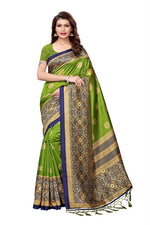 Mysore Silk green Color Printed Saree In Heavy Pallu With Blouse