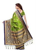 Mysore Silk green Color Printed Saree In Heavy Pallu With Blouse