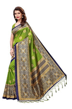 Mysore Silk green Color Printed Saree In Heavy Pallu With Blouse
