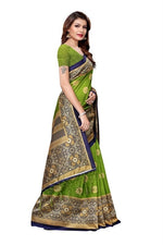 Mysore Silk green Color Printed Saree In Heavy Pallu With Blouse