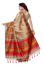 Mysore Silk CreamColor Printed Saree With Blouse