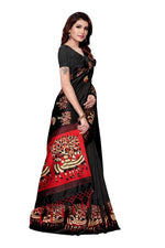 Mysore Silk Black Color Printed Saree With Blouse