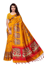 Mysore Silk Yellow Color Printed Saree With Blouse