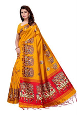 Mysore Silk Yellow Color Printed Saree With Blouse