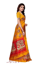 Mysore Silk Yellow Color Printed Saree With Blouse