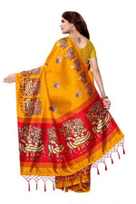 Mysore Silk Yellow Color Printed Saree With Blouse