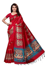 Mysore Silk Red Color Printed Saree With Blouse