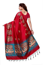 Mysore Silk Red Color Printed Saree With Blouse