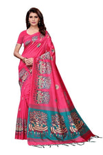 Mysore Silk Pink Color Printed Saree With Blouse