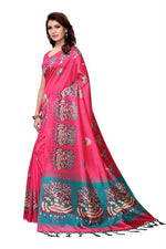 Mysore Silk Pink Color Printed Saree With Blouse