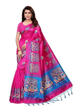 Mysore Silk Pink Color Printed Saree With Blouse