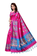 Mysore Silk Pink Color Printed Saree With Blouse