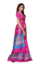 Mysore Silk Pink Color Printed Saree With Blouse