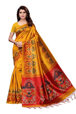 Mysore Silk Yellow Color Printed Saree With Blouse