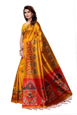 Mysore Silk Yellow Color Printed Saree With Blouse