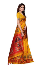 Mysore Silk Yellow Color Printed Saree With Blouse