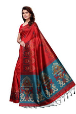 Mysore Silk Red Color Printed Saree With Blouse