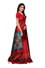 Mysore Silk Red Color Printed Saree With Blouse