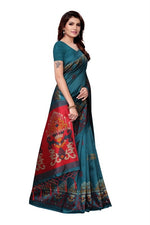 Mysore Silk Teal Color Printed Saree With Blouse