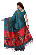 Mysore Silk Teal Color Printed Saree With Blouse